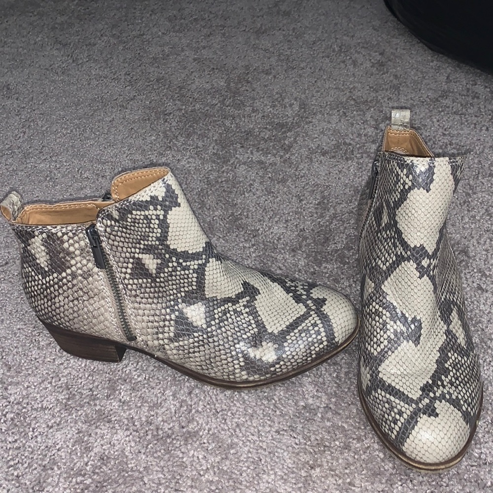 Snakeskin booties